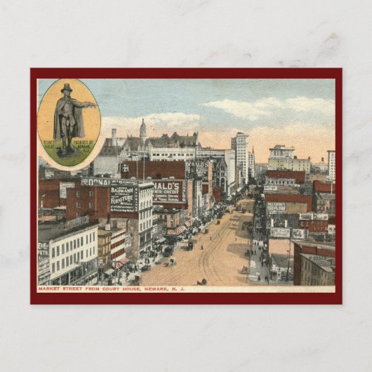 Market St., Newark NJ 1918 Vintage Briefkaart (Voorkant)