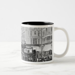 Market Street, Manchester, c.1910 Tweekleurige Koffiemok