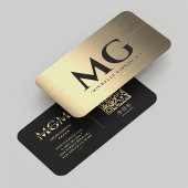 Marketing Black Faux Gold Monogram Elegant Modern Visitekaartje