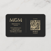 Marketing Black Faux Gold Monogram Elegant Modern Visitekaartje (Achterkant)