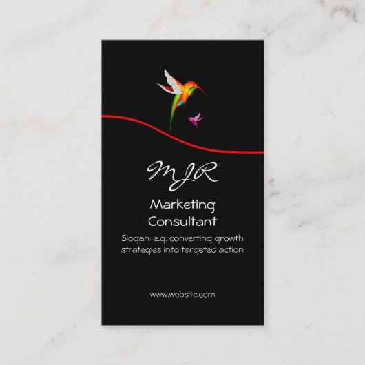 Marketing Consultant, Monogram, Hummingbird Logo Visitekaartje (Voorkant)