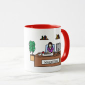 Marketing guru-gepersonaliseerde cartoon mok (Voorkant rechts)