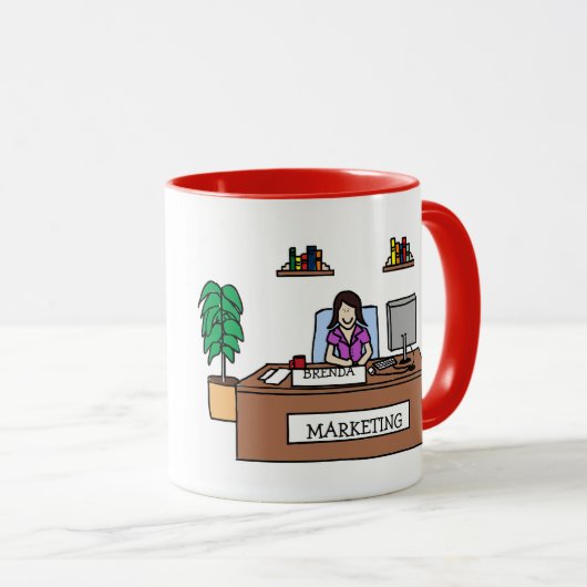 Marketing guru-gepersonaliseerde cartoon mok (Voorkant rechts)