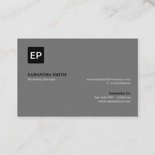 Marketing Manager Grey and Black Euro Visitekaartje (Voorkant)