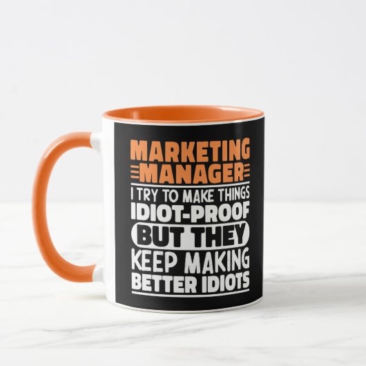 Marketing Manager Ik probeer dingen grappig citaat Mok (Links)