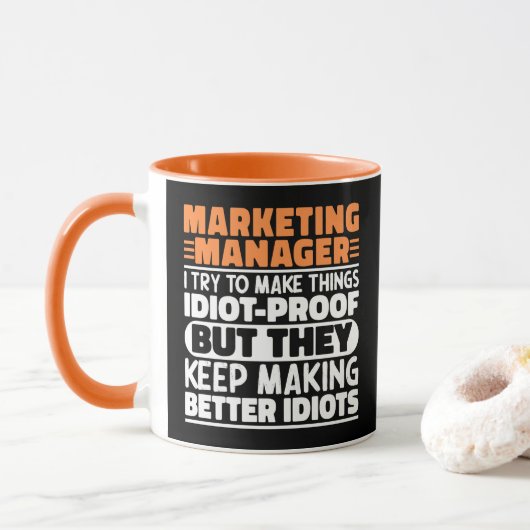 Marketing Manager Ik probeer dingen grappig citaat Mok (Met donut)