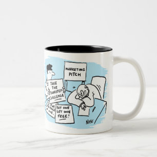 Marketing Manager is geopend tijdens een verkooppr Tweekleurige Koffiemok