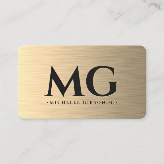 Marketing Monogram Elegant Faux Gold Modern Visitekaartje (Voorkant)