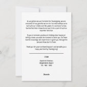 Marketing of Pop van de Thanksgiving van onroerend Feestdagenkaart (Achterkant)