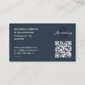 Marketing Professional Elegant Charcoal Blue Visitekaartje (Achterkant)