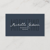 Marketing Professional Elegant Charcoal Blue Visitekaartje (Voorkant)