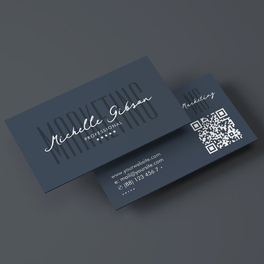 Marketing Professional Elegant Charcoal Blue Visitekaartje