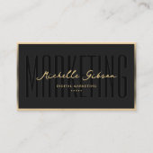 Marketing Professioneel Elegant Zwart Faux Goud Visitekaartje (Voorkant)