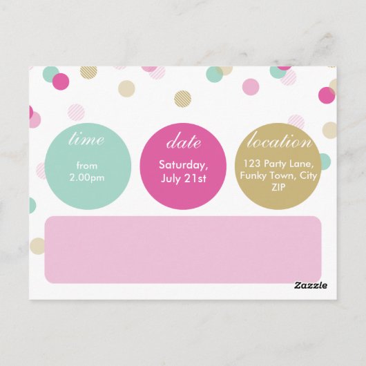 MARKETING schattig confetti spots goud mint roze Briefkaart (Achterkant)