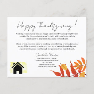 Marketing van de Thanksgiving van Real Estate Real Feestdagenkaart