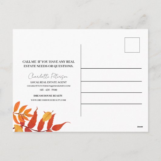 Marketing van de Thanksgiving van Real Estate Real Feestdagenkaart (Achterkant)