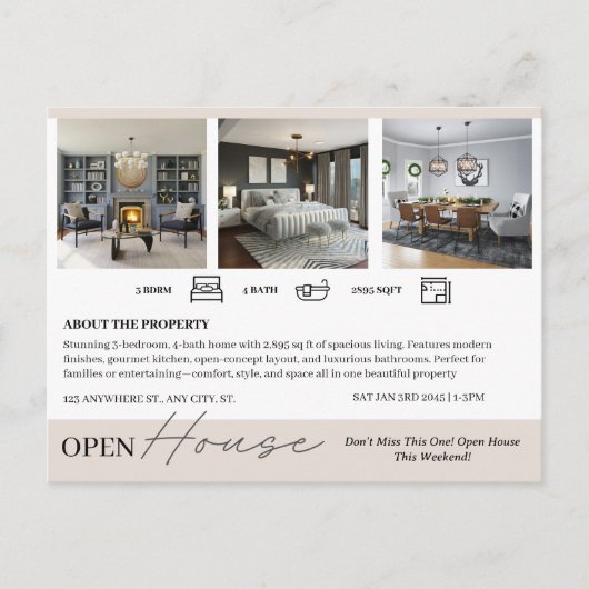 Marketing van open huizen in onroerend goed briefkaart (Voorkant)