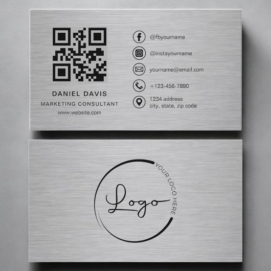 Marketingconsultant Metaal QR-code Visitekaartje
