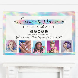 Marketingfoto's voor pastel Rainbow Logo Salon Sty Spandoek