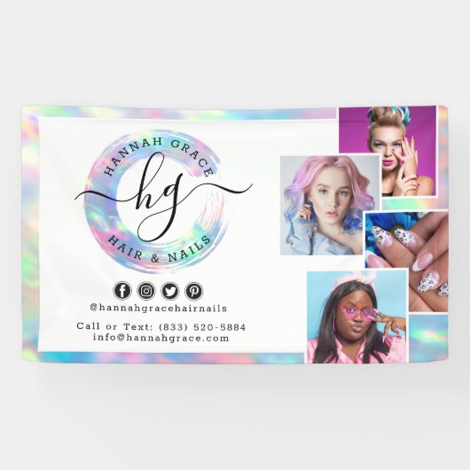 Marketingfoto's voor pastel Rainbow Logo Salon Sty Spandoek (Horizontaal)