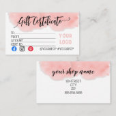 Marketingkorting voor relatiegeschenkcertificaat aanbevelingskaartje (Voorkant / Achterkant)