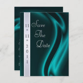 Markies Blauwgroen Silk Silver Save The Date Brief Aankondigingskaart (Voorkant / Achterkant)