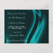 Markies Blauwgroen Silk Silver Save The Date Brief Aankondigingskaart (Achterkant)