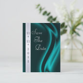 Markies Blauwgroen Silk Silver Save The Date Brief Aankondigingskaart (Staand voorkant)