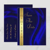 Markies Blue Silk Gold Save The Date Briefkaart (Voorkant / Achterkant)