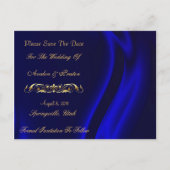 Markies Blue Silk Gold Save The Date Briefkaart (Achterkant)