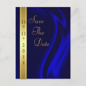 Markies Blue Silk Gold Save The Date Briefkaart (Voorkant)