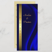 Markies Blue Silk Gold Wedding Programma Programmakaart (Voorkant / Achterkant)