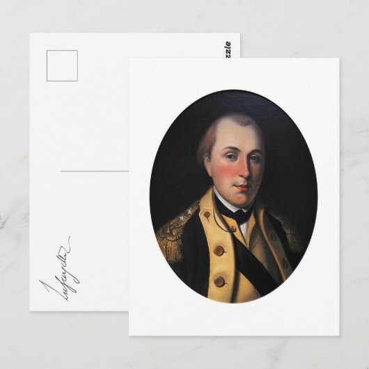 Markies de Lafayette (handtekening op keerzijde) Briefkaart (Voorkant / Achterkant)
