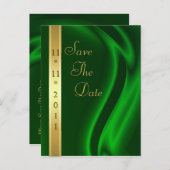 Markies Green Silk Gold Save The Date Briefkaart (Voorkant / Achterkant)