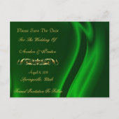 Markies Green Silk Gold Save The Date Briefkaart (Achterkant)