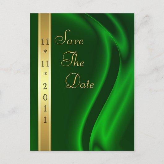 Markies Green Silk Gold Save The Date Briefkaart (Voorkant)