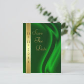 Markies Green Silk Gold Save The Date Briefkaart (Staand voorkant)