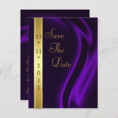 Markies Paarse Silk Gold Save The Date Briefkaart (Voorkant / Achterkant)
