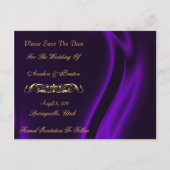 Markies Paarse Silk Gold Save The Date Briefkaart (Achterkant)