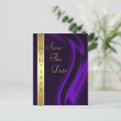 Markies Paarse Silk Gold Save The Date Briefkaart (Staand voorkant)