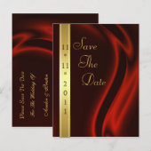 Markies Red Silk Gold Save The Date Briefkaart (Voorkant / Achterkant)
