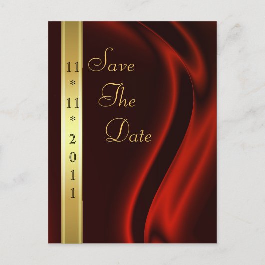Markies Red Silk Gold Save The Date Briefkaart (Voorkant)