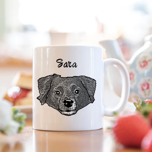 Markiesje Hond Gepersonaliseerde Hand Tekening Koffiemok
