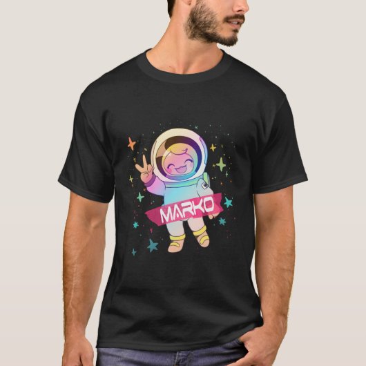 Marko naam met astronaut t-shirt (Voorkant)