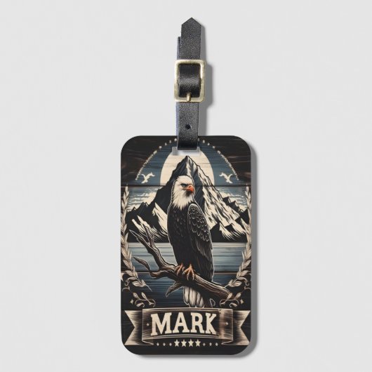 Mark's Eagle Onder Moonlight Bagagelabel (Voorkant (verticaal))
