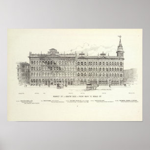 Markt aan de zuidzijde Main en Beale Poster