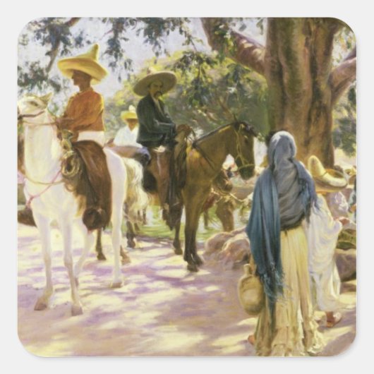 Markt dag in San Gabriel, Mexico Vierkante Sticker (Voorkant)