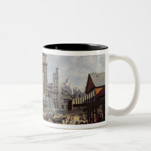 Markt en fontein van de instrumenten tweekleurige koffiemok