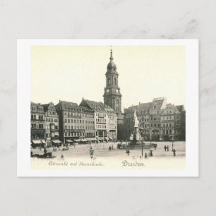 Markt en kerk, Dresden Duitsland 1908 Vintage Briefkaart