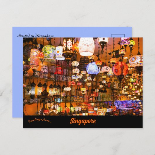 Markt in Singapore Briefkaart (Voorkant / Achterkant)